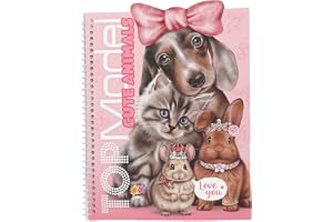 Depesche 13736 TOPModel – Cute Animals Dress Me Up Stickerbok med 24 sidor djurmotiv att dekorera, inkl. 7 sidotillbehör, kli