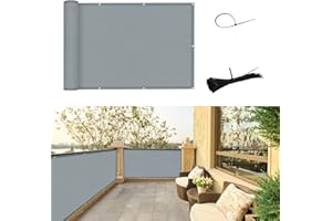 SUNNY GUARD Pantalla para Balcón 75×500cm Jardín Protección de Privacidad HDPE Protección UV, Resistente al Viento, con Ataduras de Cables,Gris