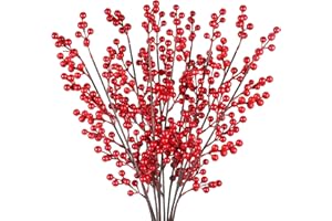 HUAESIN 55CM Artificial Holly Berries Christmas Artificial Berries Red Berry Picks for Christmas Decorations Wreath Making Supplies New Year Party Gift Crafts Wedding Home Decor 10PCS