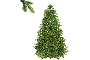 SHareconn Sapin de Noël Artificiel 100% PE 195 cm - 4066 Pointes, Branches Denses et Réalistes, Arbre Noel Artificiel avec Support en Bois, Montage Rapide,Réutilisable