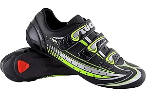 LUCK Zapatilla de Ciclismo Mega, para Carretera, con Suela de Carbono y Triple Tira de Velcro.