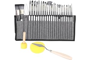 Zawaer Pinceles Pintura Acrilica, 28 Juego de Pinceles Para Pintar, Acuarelas Profesionales Con Espatula Y Esponja, Pinceles Oleo, Para Acuarela, Gouache,óleo, Ideal Para Principiantes Y Profesionales