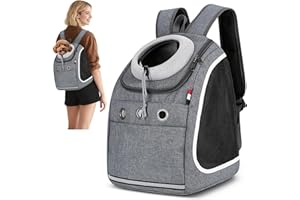 ALLSOPETS Zaino Cani Zaini Porta Cani Gatti Zaino Trasporto Cani e Cuccioli Marsupio Animali Domestici Zaino Gatto con Guinzaglio di Sicurezza per Viaggo Campeggio Escursioni (Grigio Scuro)