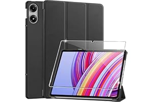 Heioloo Funda para Xiaomi Redmi Pad Pro 12.1" Protectora Carcasa con Auto-Sueño/Estela, + [1 Piezas] Templado Protector de Pantalla [PU Cuero] [Ultradelgada Carcasa] [Función de Soporte] Negro