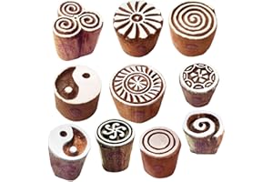 ‎ROYAL KRAFT Royal Kraft Textil Druck Stempel Abstrakt Klein Runden Entwürfe Holz Blöcke (Set von 10)