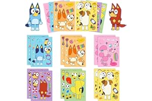 SEGXN 18 Sheets Dog DIY Make a Face Stickers Kids Cartoon Stickers Make Your Own Stickers Art Crafts for Kids Birthday Party Supplies Gifts Toddler Party Games for Toddlers Boys Girls