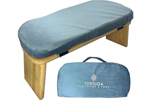 TORTUGA MEDITATION & YOGA Żółw, ergonomiczna, składana ławka do medytacji w 100% z organicznego bambusa, trwała i wytrzymała - kolor niebieski - kompletny zestaw: torba do przenoszenia, wygodna poduszka - poprawa postawy i