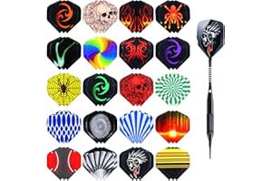 AYHYHLJZJ 60 Ailettes de Fléchettes – 20 Designs Différents avec 3 Pièces Chacune pour Fléchettes à Pointe Souple et Acier, Accessoires Flechette Durables, Ailettes de Remplacement pour Jeu de fléchettes