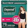 Depend FIT-Flex Incontinence Underwear for Women, Maximum Absorbency, Blush, Medium, 76 Count