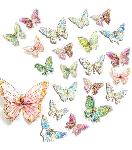 Peacoblue 240 Adesivi Farfalla Impermeabili In Vinile - Autoadesivi 1x0,75 Pollici Per Scrapbooking, Planner, Laptop, Decorazioni E Premi