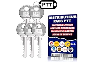 PIRABADI LOT 5 CLÉ PASS PTT F10 Q10 R10 S10 T10 | OUVRE 99% | POUR SERRURES DE BOÎTES AUX LETTRES ET PORTES D’IMMEUBLES | CLÉ PASSE PARTOUT UNIVERSELLE LÉGÈRE ET SOLIDE | ESSENTIEL POUR LIVREURS ET FACTEURS