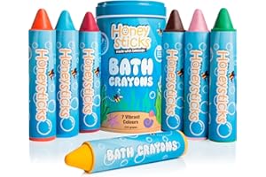 Honeysticks Super Jumbo Bath Crayons Non Toxic (7 Pack) for Toddlers 1-3 and Kids 4-8, Natural Beeswax Crayons, Food-Grade Colours, Fragrance Free, Non Irritating, Bath Toys for Bathtub, Shower, Gift