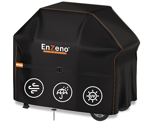 Enzeno Weatherproof Barbecue Cover, Gas Grill Cover, Rainproof, BBQ Grill Protective Cover, Dustproof Grill Tarpaulin for Weber, Brinkmann, Char Broil (145 x 61 x 122 cm)