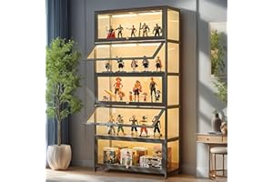 Scribora Vitrina con puertas acrílicas, vitrina de vidrio para coleccionables y trofeos, estante de exhibición de 5 niveles, gabinete de almacenamiento para sala de estar, dormitorio, oficina (puerta