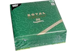 Papstar, 50 Servietten "ROYAL Collection" 1/4-Falz 40 cm x 40 cm dunkelgrün "Casali", #84884
