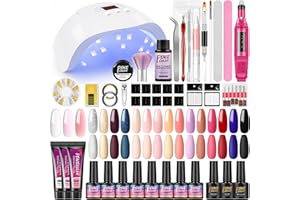 PEACECOLOR Kit Ricostruzione Unghie Completo 15 Pz Smalti in Gel 36W LED U V Unghia Lampada con 3 Pz Poly Nail Gel Elettrica Unghia Fresa con Base Coat Top Matte Coat con gli Strumenti per Unghie