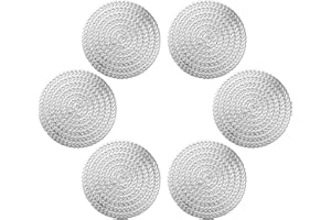 GLOBALDREAM Dessous de Verre, 6 pièces Dessous de Verres Ronde sous-Verres en Cuir de Marbre pour The Chaud Cafe Eau Froide (Argent, 10 cm)