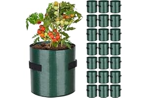 E-Know Pflanzsack Pflanztasche für Tomaten, Blumen, Pflanzen 22 Stück 7.6L 2 Gallone Ø21cm Höhe 21cm