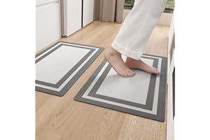COLOR&GEOMETRY Color G super chłonny chodnik kuchenny, 44 x 75 + 44 x 75 cm, szybkoschnący, nadaje się do prania, antypoślizgowy, dywan do kuchni, jadalni i pralni (kolor szary)