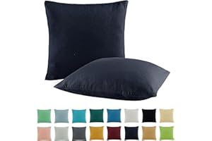 SHC TEXTILIEN SHC by BaSaTex zestaw 2 poszewek na poduszki z dżerseju, poszewka na poduszkę w 100% z bawełny, 40 x 40 cm, kolor granatowy