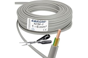 EBROM Mantelleitung Erdungskabel Erdungsleitung GRAU NYM-J 1x6 mm² - Meterware auf den Meter genau - Auswahl in 1 Meter Schritten - Ihre Auswahl: 6 mm2 - Länge: 30 Meter