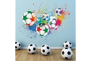 TOARTi Football Wall Stickers,Colour Football Stickers for Kids,Wall Stickers for Boys,Soccer Vinyl Wall Art Decal for Teenagers Boys 3D Bedroom Accessories