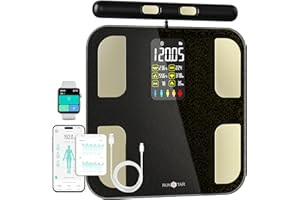Scales for Body Weight, RunSTAR 8 Electrodes Bathroom Weighing Scales High Accurate Rechargeable Weight Machine with BMI, Body Fat Digital Scale Composition Muscle & Fat Measurement Color Display