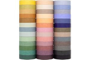 Voolcaoo Morandi Washi Tape Set 39 Rollen, Dekoratives Klebeband für kinder, Handwerk, Natur farbiges Masking Tape,Vintage Washi Tape für Journaling, Scrapbooking Supplies -10mm breit