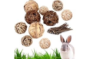 Vegena 10 sztuk piłek do żucia świnki morskiej – małe zwierzęta, zabawka do żucia, naturalne piłki z pałeczkami z gałązkami jabłek, zabawka dla małych zwierząt, dla chomików, królików, królików,