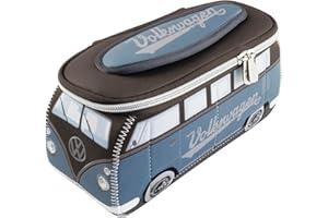 BRISA VW Collection - Uniwersalna neoprenowa kosmetyczka Volkswagen w kształcie autobusu T1 Bulli (Petrol & Brown/Large)