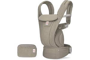 Ergobaby Omni Deluxe All-in-One Babytrage für Neugeborene ab Geburt bis 20kg, Ergonomische 4-Positionen Mesh Babytrage Rückentrage Baby-Tragetasche, Soft Olive