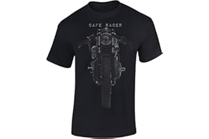 BADDERY T-Shirt: Café Racer - Moto Tee-Shirt Motard Bike Biker Motocycle Motocycliste - Idée Cadeau Homme-s Femme-s - USA Bikeur Vintage Noir Racing Club Ride-r Mécanicien Chopper
