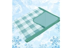 CHLOPHY Summer Cooling Blanket for Night Sweats Throw Blanket Bamboo Mint Green Buffalo Plaid Checkered Cool Japanese Arc-Chill Q-MAX＞0.5 Double-Sided Hot Sleepers Lightweight Soft Bed Sofa 150×200CM