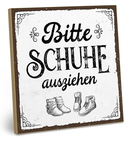 Schild „Bitte Schuhe Ausziehen!“ – 15x20 Cm Metallschild Im Comic-Stil