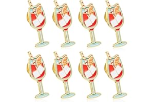 Amabro 8 Stück Süßes Getränk Saft Brosche, Hochwertige Emaille Pins mit Mini Weingläsern lustiges Kawaii-Design vielseitige Revers Anstecker für Karneval, Mode und Geschenke