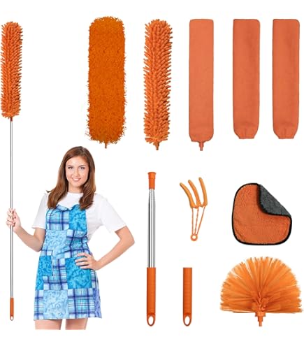 JUBORUI 10PCS Feather Duster Extendable, Bendable Washable Long Handle