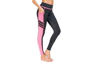 Flatik Sport Leggings Damen mit Taschen，Damen Blickdicht Leggings Damen Fitnesshose Sporthose Laufende Leggings