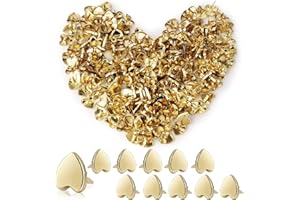 FIHODONE 200 Pièces Attache Parisienne,Type de Coeur La Couleur d'or Mini Brads pour Papier Scrapbooking,Attaches Parisiennes Hauteur 10 mm x Largeur 8 mm
