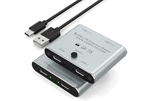 ARLEEDYN 8K USB C Switch USB C Switcher for 2 Computers - Bi Directional USB C KVM Switch Splitter for 8K@60Hz/4K@144Hz Video Transfer+100W Charging+10Gbps Data, with Power Cable