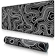 Golivn Large Mouse Pad Extended Gaming Mouse Pad, Non-Slip Rubber Base Mouse Pad with Stitched Edges, Office Desk Mat Smooth Surface Keyboard Mouse Pads for Computer,800x300x3mm (Black and White)