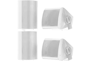 STUDIOFINIX 5,25 Zoll 600 Watt Außenlautsprecher Outdoor-Lautsprecher für Outdoor Indoor Wandhalterung Patio Deck Camper Garten, Terrasse, Restaurant Home, 2 Paar (Weiß)