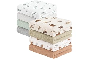 Susurration 100% Muselinas Bebe Algodon,Paquete de 8 Unidades para Niños y Niñas, Suaves, Transpirables y Extremadamente Absorbentes, 60 x 60 cm (Braun-Grün)