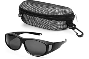 BEZZEE PRO Polarised Fit Over Glasses Sunglasses with Case - UV400 Protection Anti-Glare Wrap Around Eyewear - Fit Over Prescription Glasses Suitable for Fishing and Golf - for Men & Women