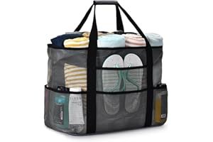 oscaurt Beach Bag, Extra Large Beach Bags for Women Waterproof Sandproof, Mesh Beach Tote Bags Pool Bag Beach Essentials