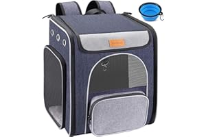 MORPILOT Katzenrucksack Katzen Rucksack für Kleine Hunde Welpen Katzen mit Fenster, Faltbare Haustier Transport Rucksack Hunderucksack für Katze Hunde mit Anti-offener Reißverschluss Abnehmbares Stützpolster