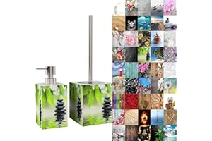 ‎SANILO Sanilo Badezimmer Set, Seifenspender und WC Bürste mit Motiv, große Auswahl, Klobürste ohne Bohren, schöne Designs (Harmony)
