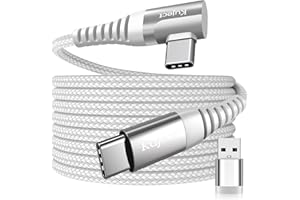 Kuject Compatible for Quest 2 Link Cable 16FT USB 3.0 Type C to C, Nylon Braided Long PC Connect Power Data Extension Charging Cord Sliver, Virtual Reality Gaming Accessories for Quest