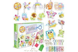 CAYUDEN 5D Diamond Painting Anhänger Set, 15 Stück Diamond Painting Schlüsselanhänger DIY Diamant Painting Keychains Gem Anhänger Ornamente Diamond Painting Kinder Geschenk Mädchen 6 8 10 12 Jahre