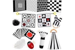 HappyKidsClub Coffret de Jouet Noir et Blanc Bébé, Jouet Sensoriel Bebe - Cadeau Bebe Naissance
