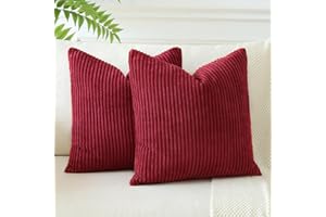 JOTOM 2er Set Cord Kissenbezüge Kissenhülle Dekorative Zierkissen Sofakissen Couchkissen Dekokissen Kissenbezug Deko Kissenhülle für Sofa Wohnzimmer 40x40cm Weinrot
